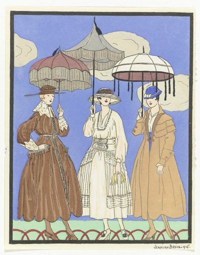 Tre paraplyer Tre kvinder med paraplyer, 1916 af Jan van Brock