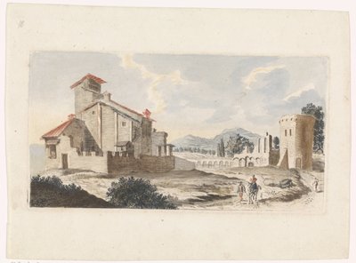 Italiensk landskab med en mand på et muldyr af Jan van Call (I) (attributed to)