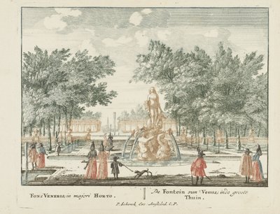 Venus-springvandet i den store have ved Het Loo-paladset Gesichte van het Famous Loo som andre kongehuse (serietitel) Admirandorum quadruplex spectaculum (serietitel) af Jan van Call (I)