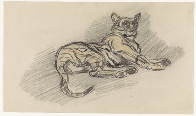 Liggende tiger, vender mod højre af Jan van Essen