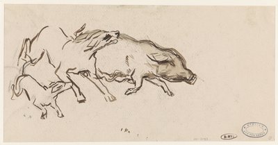 To hunde jagter en gris af Jan van Essen