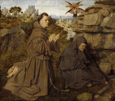 Sankt Frans af Assisi modtager Stigmata, ca 1430. af Jan van Eyck