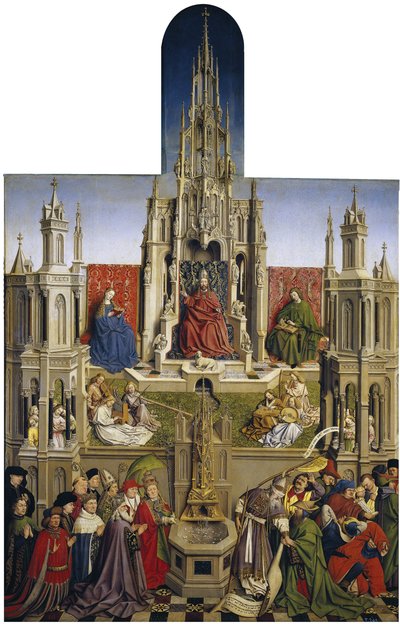 Nådefontænen og Ecclesias triumf over synagogen, 1430 af Jan van Eyck