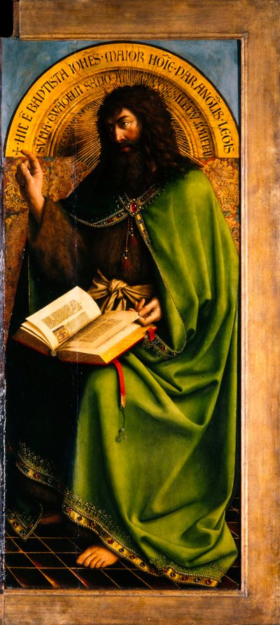 Gent-altertavlen. Tilbedelse af det mystiske lam: Johannes Døberen, 1432. af Jan van Eyck