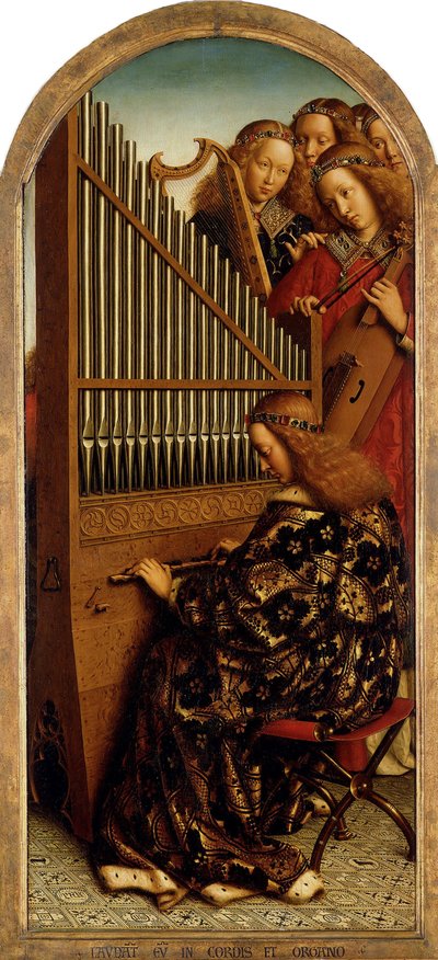 Gent-altertavlen. Adoration of the Mystic Lamb: Music-making Angels, 1432. af Jan van Eyck