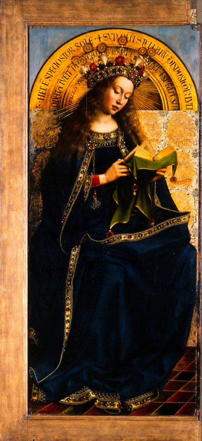 Gent-altertavlen. Tilbedelse af det mystiske lam: Jomfru Maria på tronen, 1432. af Jan van Eyck