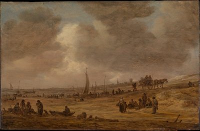 En strand med fiskerbåde af Jan van Goyen