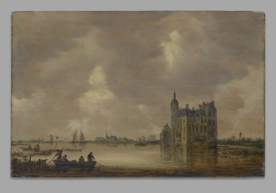 Et slot ved en flod af Jan van Goyen
