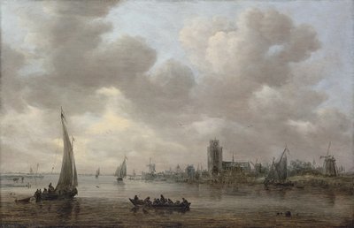 En udsigt over Maas med Dordrecht bagved af Jan van Goyen