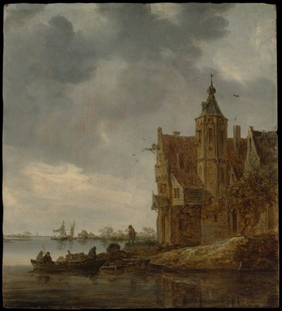 Landsted tæt på vandet af Jan van Goyen