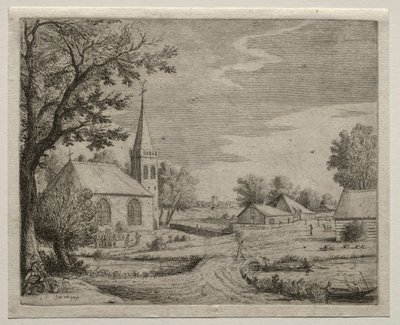 Landsby Kirke af Jan van Goyen
