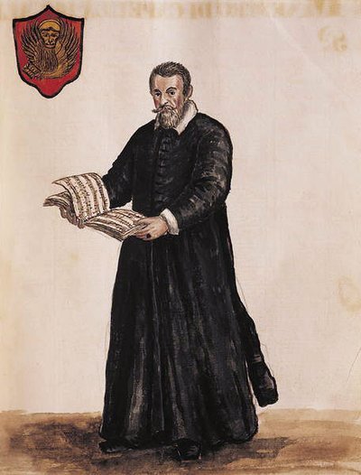 Claudio Monteverdi (pen & blæk og wc på papir) af Jan van Grevenbroeck