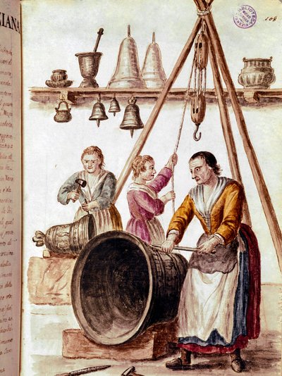 Håndværk: klokkemageren Akvareltegning og blæk efter et manuskript af Jan van Grevenbroeck (eller Giovanni Grevembroch (Grevenbroch) (1731-1807) af Jan van Grevenbroeck