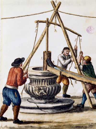 Gravebrønd, illustration fra Illustreret bog med venetianske dragter, af Jan Grevenbroeck (1731-1807), akvarel, Italien af Jan van Grevenbroeck
