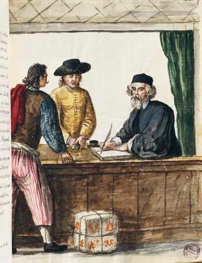 Fremragende købmand, illustration fra illustreret bog med venetianske dragter, af Jan Grevenbroeck (1731-1807), akvarel, Italien af Jan van Grevenbroeck