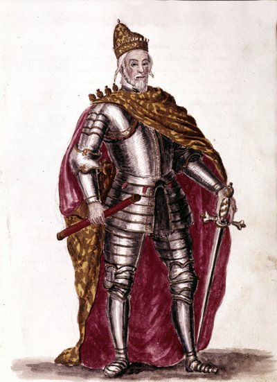 Doge Sebastiano Venier (1577 - 1578). Akvareltegning og blæk fra manuskriptet "Venitianernes skikke"" af Jan van Grevenbroeck (eller Giovanni Grevembroch (Grevenbroch) (1731-1807) af Jan van Grevenbroeck