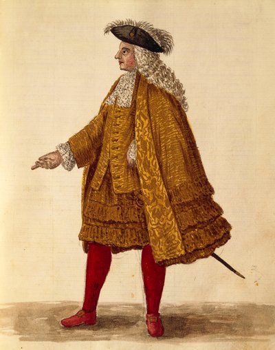 Ridderkåbe, af Jan van Grevenbroeck eller Giovanni Grevembroch (1731-1807), Gli Donne de Veneziani, fra illustreret bog med kostumer, akvarel af Jan van Grevenbroeck