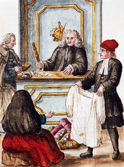 Pantelåner, illustration fra illustreret bog med venetianske kostumer, af Jan Grevenbroeck (1731-1807), akvarel, Italien af Jan van Grevenbroeck