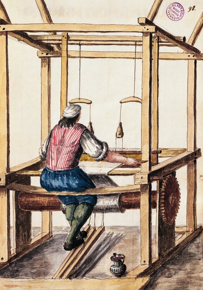 Væver, Illustration af Jan van Grevenbroeck (1731-1807) fra The dress of the Venetians manuscript, Italien af Jan van Grevenbroeck