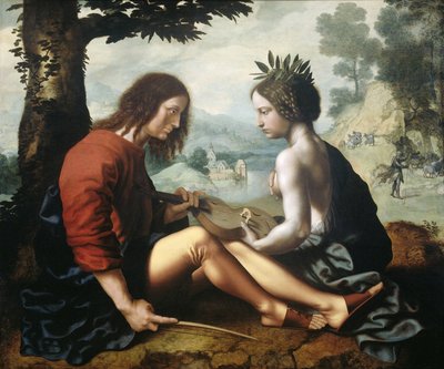 Allegori om naturen som kunstens moder Allegori (Naturen as the Nursemaid of Art) af Jan van Hemessen