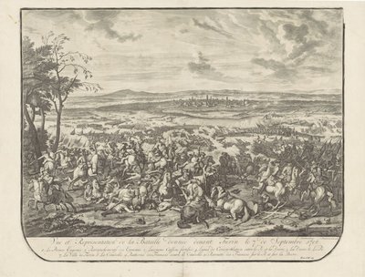 Ontzet van Turijn, 1706 Visning og repræsentation af slaget givet før Torino den 7. september 1706 (titel på objekt) af Jan van Huchtenburg