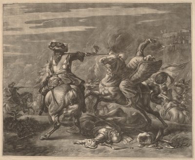 En rytter skyder en tyrker fra sin hest af Jan van Huchtenburgh