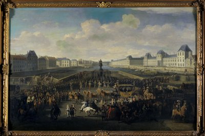 Ludvig XIV nærmer sig Pont Neuf, Paris af Jan van Huchtenburgh