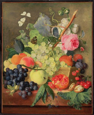 En kurv med frugt, 1744 (panel) (for par se 86746) af Jan van Huysum