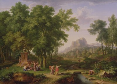 Arkadisk landskab med en buste af flora, 1724-25 (par til 68872) af Jan van Huysum