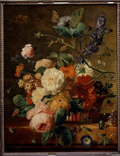 Blomsterkurv med sommerfugle. Maleri af Jan Van Huysum (1682-1749) Ec. Hol. af Jan van Huysum