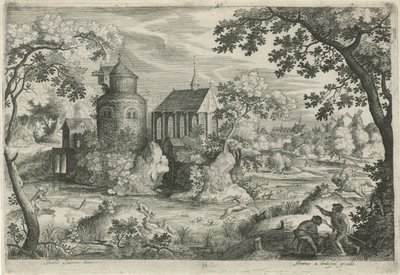 Hjortejagt ved et kapel af Jan van Londerseel
