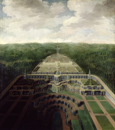 Udsigt over Karlsberg-komplekset fra Cascades and Gardens til Octagon, efter 1716 af Jan van Nickelen