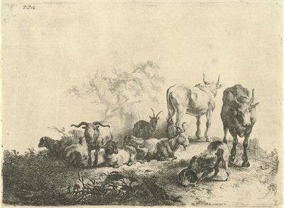 Landskab med kvæg og en malkepige af Jan van  Noordt