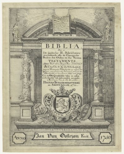 Titelblad til en bibel fra 1721 af Jan van Oosterom
