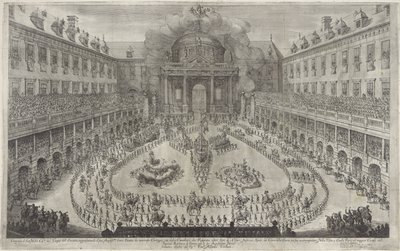 Karrusel i Hofburg i Wien Ballet til hest i anledning af brylluppet mellem kejser Leopold I og Margaret Theresa af Spanien (serietitel) af Jan van Ossenbeeck