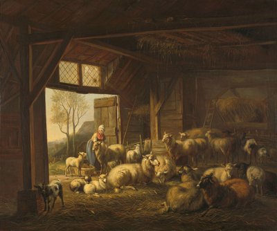 Får og geder i en stald af Jan van Ravenswaay