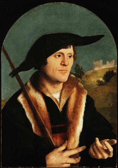 En pilgrim, ca. 153040 (olie på buet masonitpanel) af Jan van Scorel