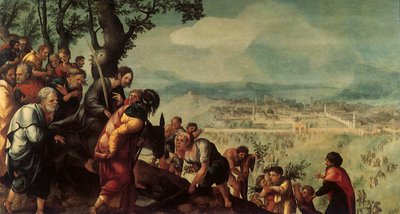 Kristi indtog i Jerusalem, midterpanel fra en triptykon, ca. 1526 af Jan van Scorel