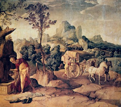 Apostlen Filip døber eunukken, 1500-tallet. af Jan van Scorel