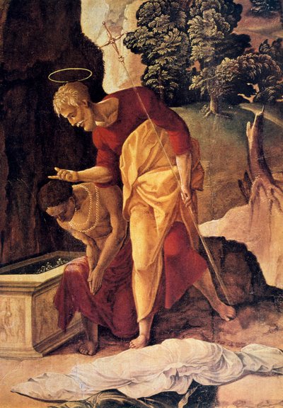 Apostlen Filip døber eunukken, detalje, 1500-tallet. af Jan van Scorel