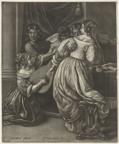 Musik gør selskab omkring et bord af Jan van Somer