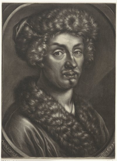 Portræt af en mand med en pelshat af Jan van Somer