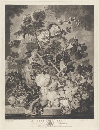 A Fruit Piece, graveret af Richard Earlom, 1781 af Jan van after Huysum