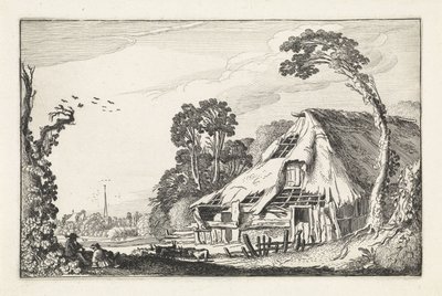 Figurer ved en forfalden lade Landskaber (serietitel) Amenissimae aliquot requculae (serietitel) af Jan van de Velde (II)