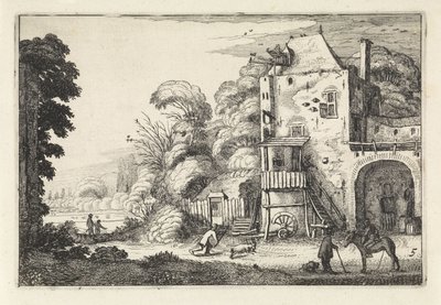 Kro i et landskab Landskaber (serietitel) Amenissimae aliquot requculae (serietitel) af Jan van de Velde (II)
