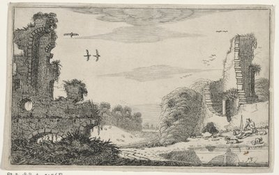 Herder ved en ruin Ruiner (serietitel) (serietitel) af Jan van de Velde (II)