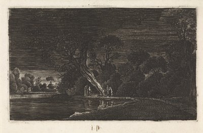 Landskab ved måneskin af Jan van de Velde (II)