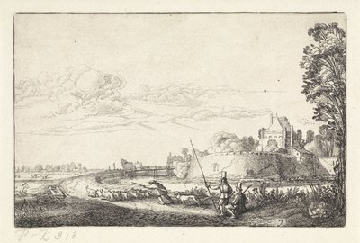 Landskab med Zijlpoort i Haarlem Landskaber (serietitel) Amenissimae aliquot requculae (serietitel) af Jan van de Velde (II)