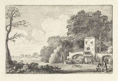 Landskab med afskedigelsen af ​​Hagar og Ismael Landskaber (serietitel) Amenissimae aliquot requculae (serietitel) af Jan van de Velde (II)