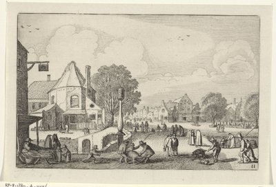 Markedsdag i en by Landskaber (serietitel) Amenissimae aliquot requculae (serietitel) af Jan van de Velde (II)